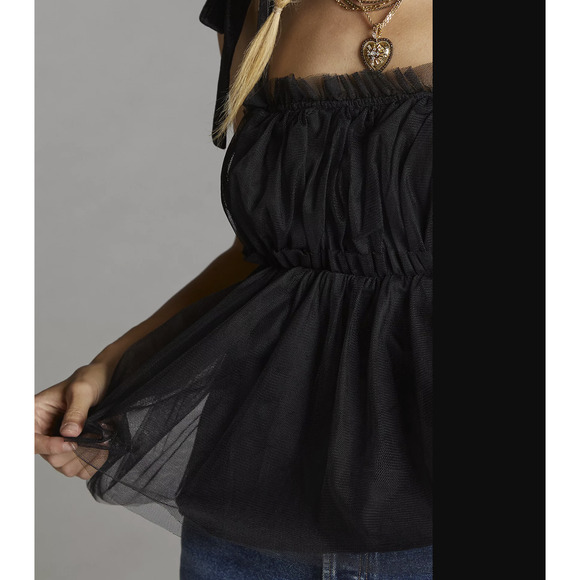Anthropologie Sunday in Brooklyn Black Velvet Tulle Tank - New Medium - Picture 4 of 7